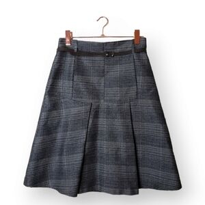 CIVIDINI pleated circle skirt in grey plaid office core witchy grunge size 44